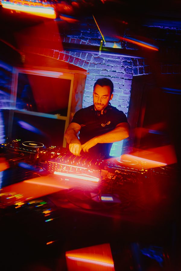 Black Label Radio — the booth through the light leak
