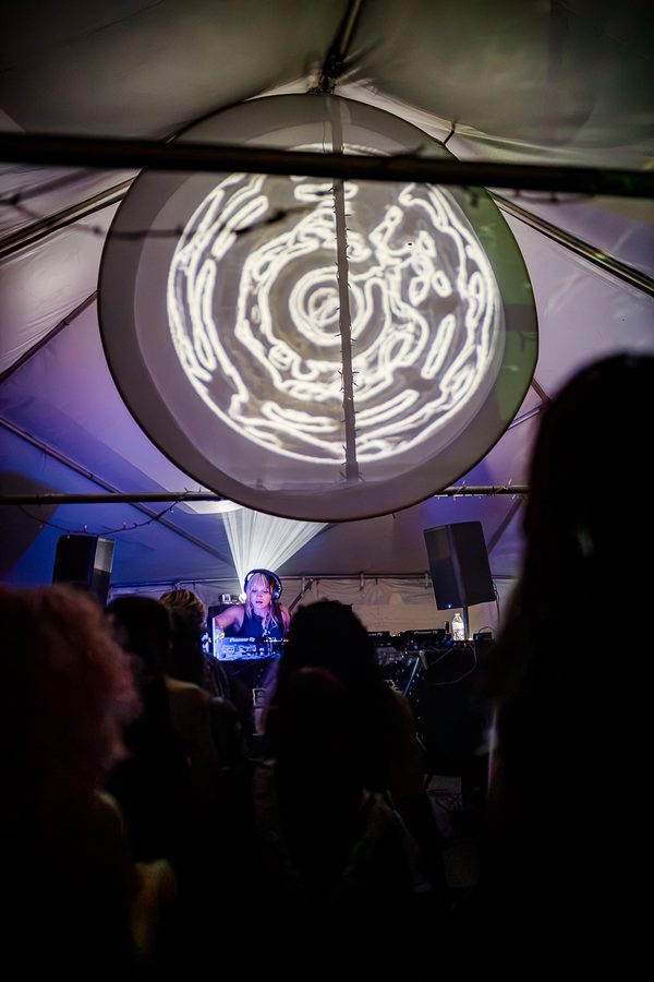 Black Label Radio under the tent projection