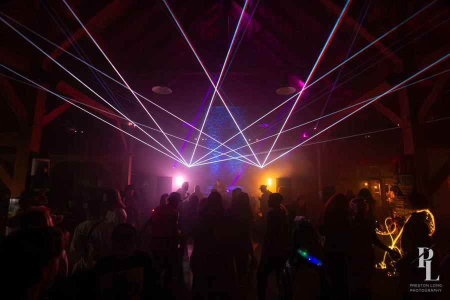 laser fan over the crowd at a Black Label Radio show